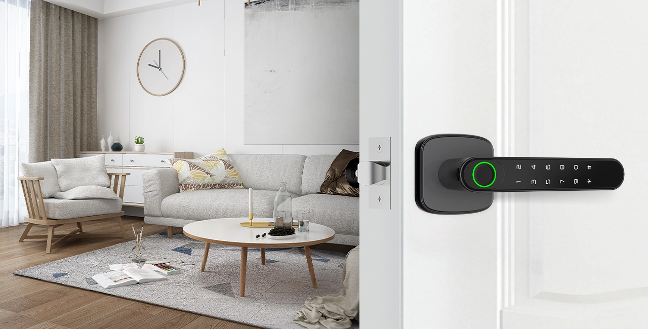 Single Latch-Based Mini Smart Lever Lock For Interior Door