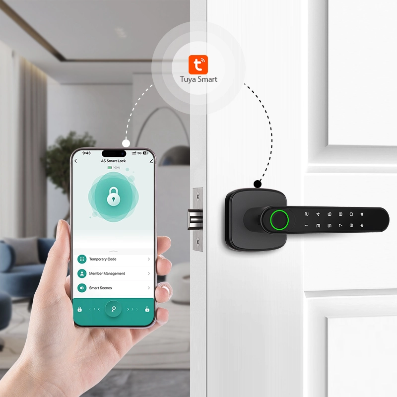 Single Latch-Based Mini Smart Lever Lock For Interior Door