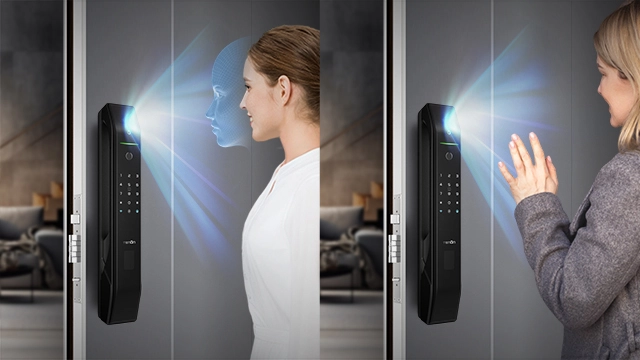 Technical Specs of Tenon D7 pro，3D Face Recognition Built-in WiFi Palm Vein Unlock Smart Door Lock with Display And Digital Door Viewer