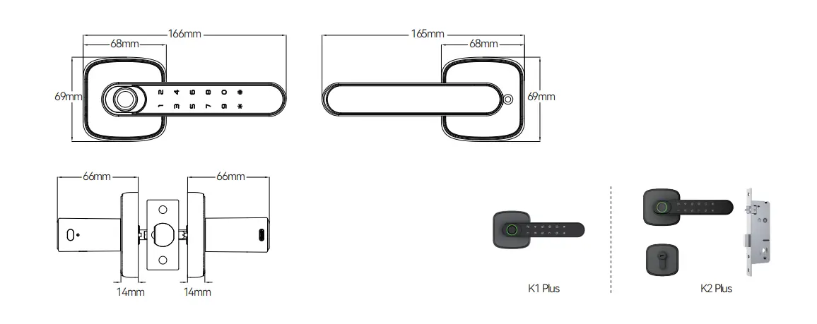 Diagram of Single Latch-Based Mini Smart Lever Lock For Interior Door