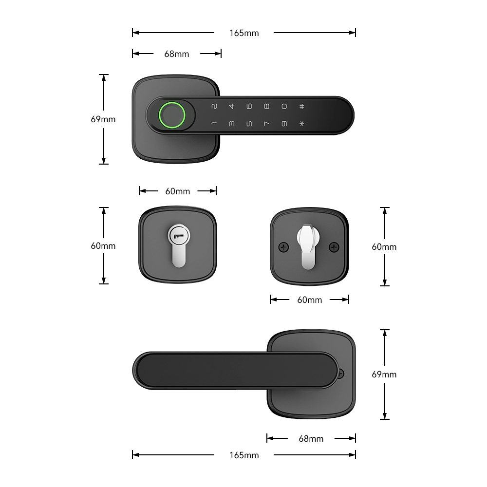 Diagram of Single Latch-Based Mini Smart Lever Lock For Interior Door