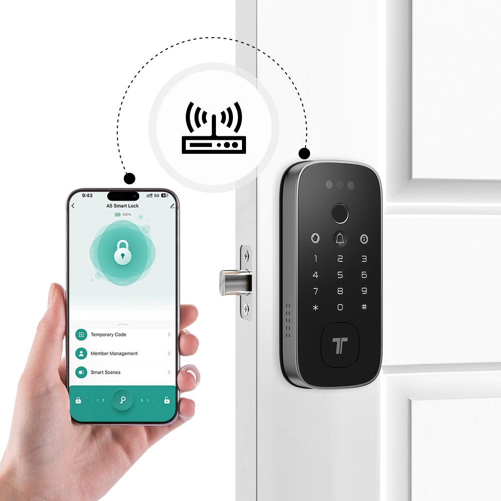  Tenon K10 pro Built-in WiFi Palm Vein Unlock Smart Door Lock with Display and Digital Door Viewer