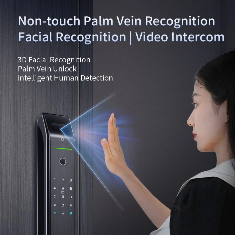 Tenon D7 pro 3D Face Recognition Built-in WiFi Palm Vein Unlock Smart Door Lock with Display And Digital Door Viewer