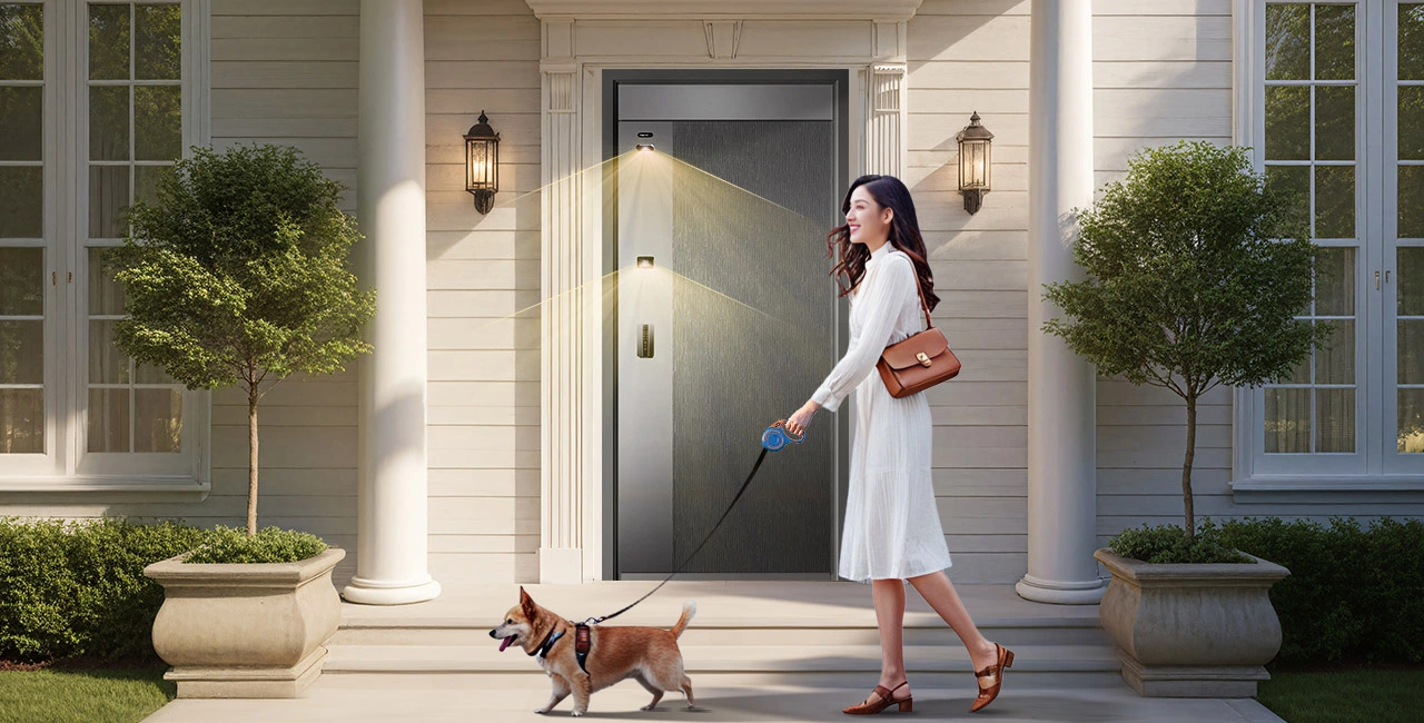 Modern Main Gate Door Design Exterior Iron Door Smart Lock Front Entry Doors with Doorbell Camera