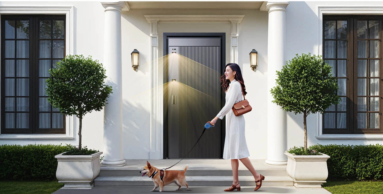 Security Anti-theft Aluminum Alloy Smart Door Modern Pivot Entry Doors for Houses Luxury Villa Entrance Security Doors