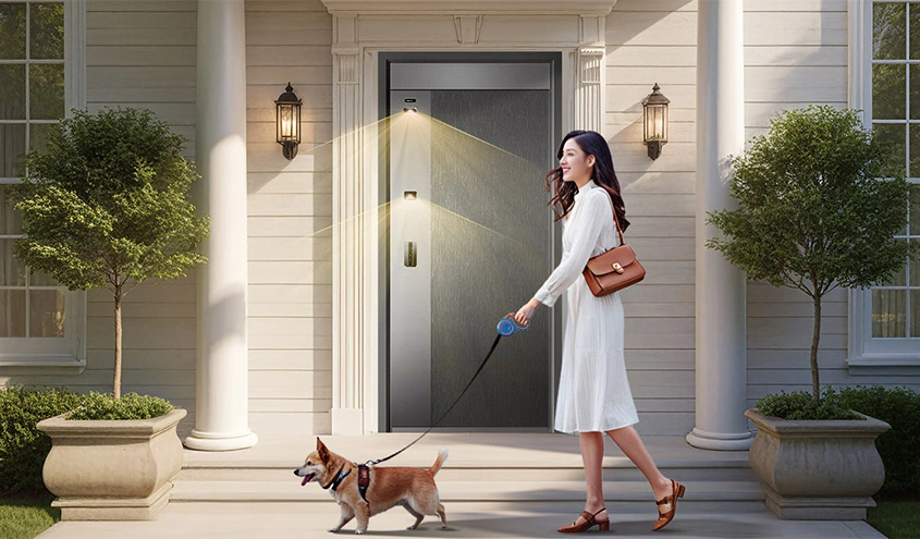 Modern Main Gate Door Design Exterior Iron Door Smart Lock Front Entry Doors with Doorbell Camera