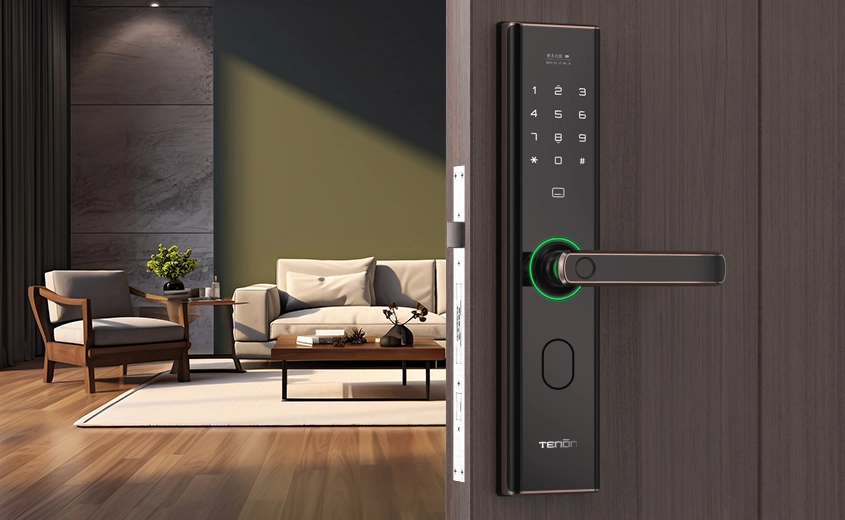 Keyless Entry Electronic Fingerprint Touchpad Smart Lever Lock